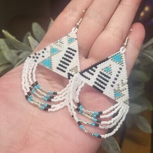Handmade Beaded Looped Fringe Earrings  - Becca